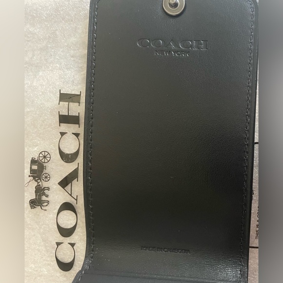 COACH Luggage Tag Signature Canvas Gunmetal Charcoal Monogram Print Bag - Picture 4 of 7